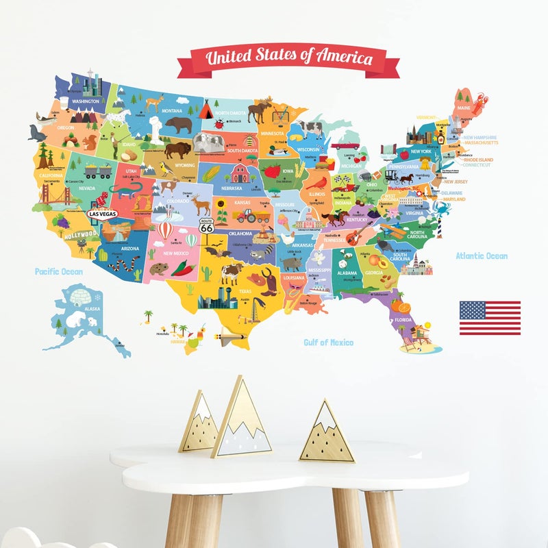 DECOWALL SG2-1906 USA Kids Wall Stickers Wall Decals Peel and Stick Removable Wall Stickers for Kids Nursery Bedroom Living Room dÃ©cor - Image 2